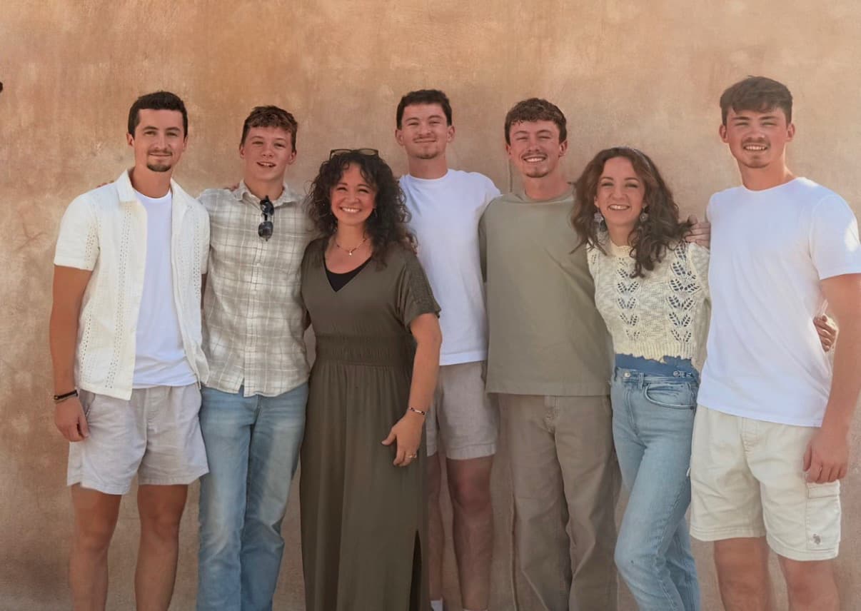 Christin with her six children, now grown