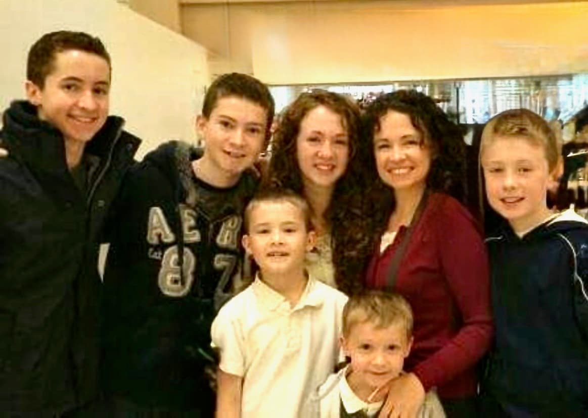 Christin with her six children when they were younger